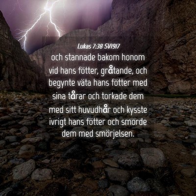 Picture 04 - Lukas 7:38 SV1917 - och stannade bakom honom vid hans fötter, - Bible Verse Picture