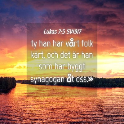 Picture 04 - Lukas 7:5 SV1917 - ty han har vårt folk kärt, och det är han som - Bible Verse Picture