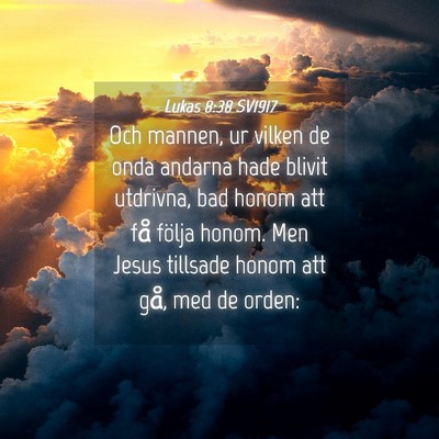 Picture 04 - Lukas 8:38 SV1917 - Och mannen, ur vilken de onda andarna hade blivit - Bible Verse Picture