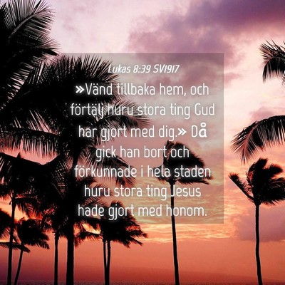Picture 04 - Lukas 8:39 SV1917 - »Vänd tillbaka hem, och förtälj huru stora - Bible Verse Picture