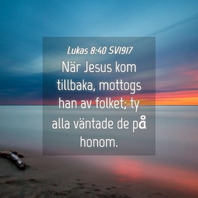 Picture 04 - Lukas 8:40 SV1917 - När Jesus kom tillbaka, mottogs han av folket; - Bible Verse Picture