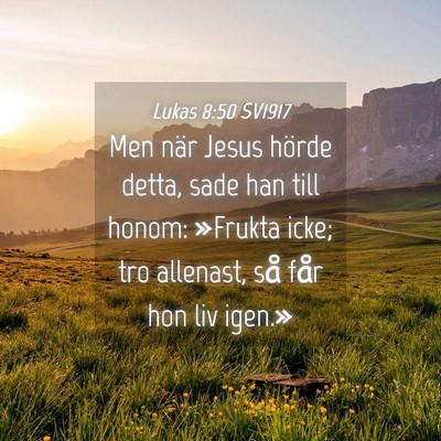 Picture 04 - Lukas 8:50 SV1917 - Men när Jesus hörde detta, sade han till honom: - Bible Verse Picture