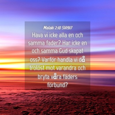 Picture 04 - Malaki 2:10 SV1917 - Hava vi icke alla en och samma fader? Har icke en - Bible Verse Picture
