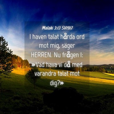 Picture 04 - Malaki 3:13 SV1917 - I haven talat hårda ord mot mig, säger HERREN. - Bible Verse Picture