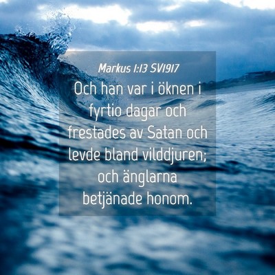 Picture 04 - Markus 1:13 SV1917 - Och han var i öknen i fyrtio dagar och frestades - Bible Verse Picture