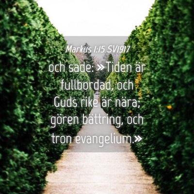 Picture 04 - Markus 1:15 SV1917 - och sade: »Tiden är fullbordad, och Guds rike - Bible Verse Picture