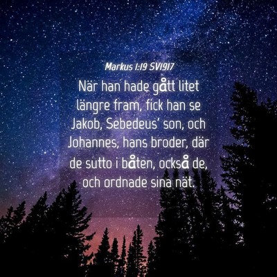 Picture 04 - Markus 1:19 SV1917 - När han hade gått litet längre fram, fick han - Bible Verse Picture