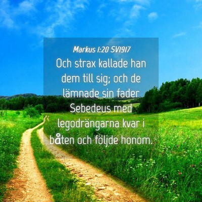 Picture 04 - Markus 1:20 SV1917 - Och strax kallade han dem till sig; och de - Bible Verse Picture