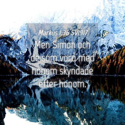 Picture 04 - Markus 1:36 SV1917 - Men Simon och de som voro med honom skyndade - Bible Verse Picture