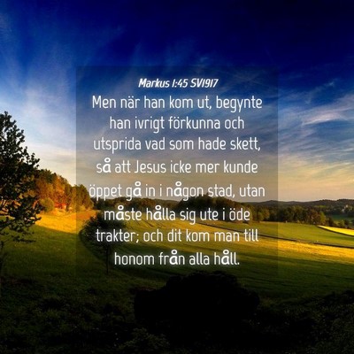 Picture 04 - Markus 1:45 SV1917 - Men när han kom ut, begynte han ivrigt förkunna - Bible Verse Picture