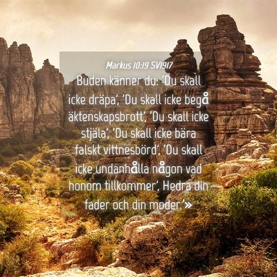 Picture 04 - Markus 10:19 SV1917 - Buden känner du: 'Du skall icke dräpa', 'Du - Bible Verse Picture