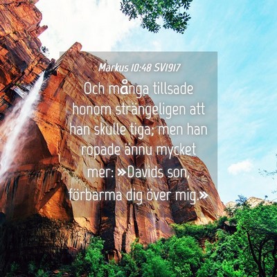 Picture 04 - Markus 10:48 SV1917 - Och många tillsade honom strängeligen att han - Bible Verse Picture
