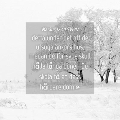 Picture 04 - Markus 12:40 SV1917 - detta under det att de utsuga änkors hus, medan - Bible Verse Picture