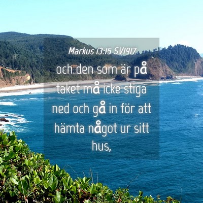 Picture 04 - Markus 13:15 SV1917 - och den som är på taket må icke stiga ned och - Bible Verse Picture