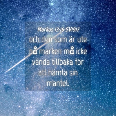 Picture 04 - Markus 13:16 SV1917 - och den som är ute på marken må icke vända - Bible Verse Picture