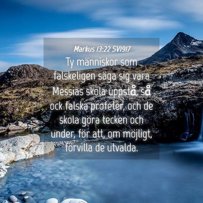Picture 04 - Markus 13:22 SV1917 - Ty människor som falskeligen säga sig vara - Bible Verse Picture