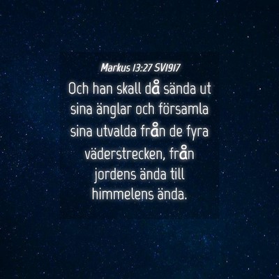 Picture 04 - Markus 13:27 SV1917 - Och han skall då sända ut sina änglar och - Bible Verse Picture