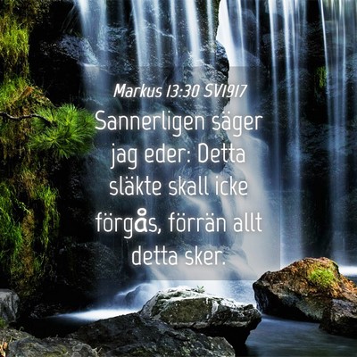 Picture 04 - Markus 13:30 SV1917 - Sannerligen säger jag eder: Detta släkte skall - Bible Verse Picture