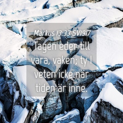 Picture 04 - Markus 13:33 SV1917 - Tagen eder till vara, vaken; ty I veten icke när - Bible Verse Picture