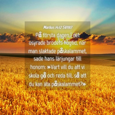 Picture 04 - Markus 14:12 SV1917 - På första dagen i det osyrade brödets högtid, - Bible Verse Picture