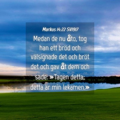 Picture 04 - Markus 14:22 SV1917 - Medan de nu åto, tog han ett bröd och - Bible Verse Picture