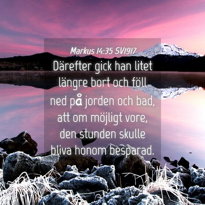 Picture 04 - Markus 14:35 SV1917 - Därefter gick han litet längre bort och föll - Bible Verse Picture
