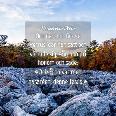 Picture 04 - Markus 14:67 SV1917 - Och när hon fick se Petrus, där han satt och - Bible Verse Picture