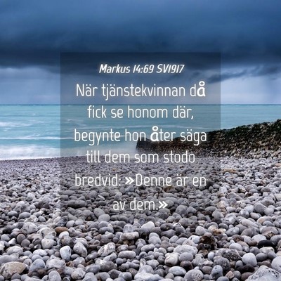 Picture 04 - Markus 14:69 SV1917 - När tjänstekvinnan då fick se honom där, - Bible Verse Picture
