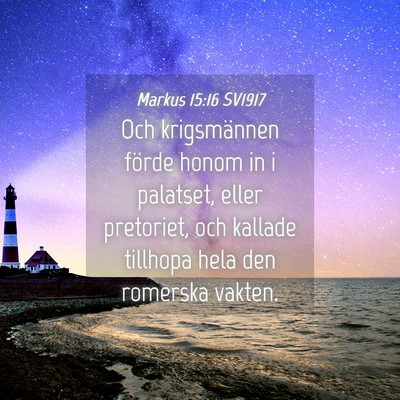 Picture 04 - Markus 15:16 SV1917 - Och krigsmännen förde honom in i palatset, - Bible Verse Picture