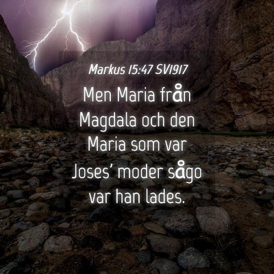 Picture 04 - Markus 15:47 SV1917 - Men Maria från Magdala och den Maria som var - Bible Verse Picture