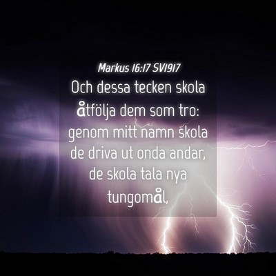 Picture 04 - Markus 16:17 SV1917 - Och dessa tecken skola åtfölja dem som tro: - Bible Verse Picture