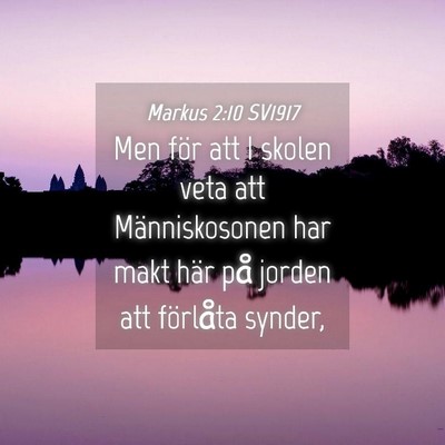Picture 04 - Markus 2:10 SV1917 - Men för att I skolen veta att Människosonen har - Bible Verse Picture