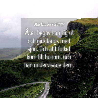 Picture 04 - Markus 2:13 SV1917 - Åter begav han sig ut och gick längs med sjön. - Bible Verse Picture