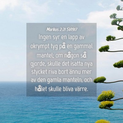 Picture 04 - Markus 2:21 SV1917 - Ingen syr en lapp av okrympt tyg på en gammal - Bible Verse Picture