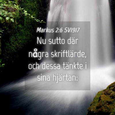 Picture 04 - Markus 2:6 SV1917 - Nu sutto där några skriftlärde, och dessa - Bible Verse Picture