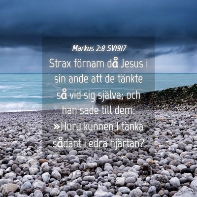 Picture 04 - Markus 2:8 SV1917 - Strax förnam då Jesus i sin ande att de tänkte - Bible Verse Picture