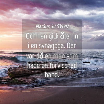 Picture 04 - Markus 3:1 SV1917 - Och han gick åter in i en synagoga. Där var då - Bible Verse Picture