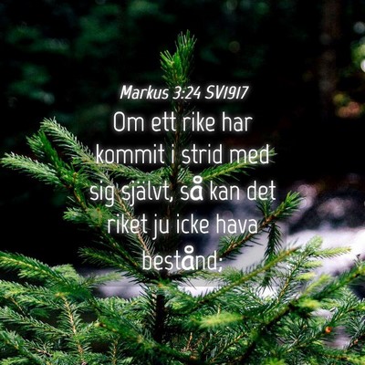 Picture 04 - Markus 3:24 SV1917 - Om ett rike har kommit i strid med sig självt, - Bible Verse Picture