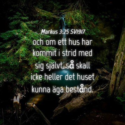 Picture 04 - Markus 3:25 SV1917 - och om ett hus har kommit i strid med sig - Bible Verse Picture