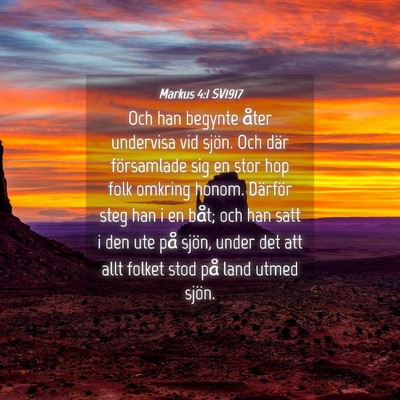 Picture 04 - Markus 4:1 SV1917 - Och han begynte åter undervisa vid sjön. Och - Bible Verse Picture