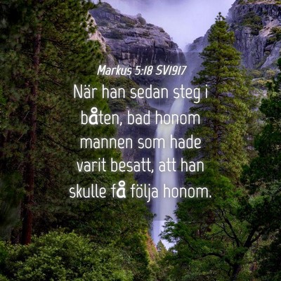Picture 04 - Markus 5:18 SV1917 - När han sedan steg i båten, bad honom mannen - Bible Verse Picture