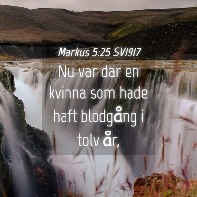 Picture 04 - Markus 5:25 SV1917 - Nu var där en kvinna som hade haft blodgång i - Bible Verse Picture