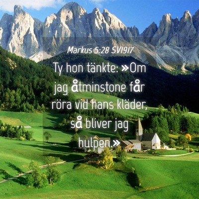 Picture 04 - Markus 5:28 SV1917 - Ty hon tänkte: »Om jag åtminstone får röra - Bible Verse Picture