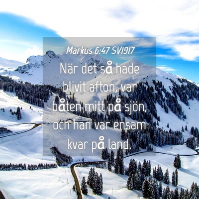 Picture 04 - Markus 6:47 SV1917 - När det så hade blivit afton, var båten mitt - Bible Verse Picture