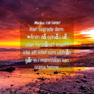 Picture 04 - Markus 7:18 SV1917 - Han svarade dem: »Ären då också I så utan - Bible Verse Picture