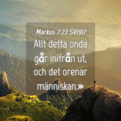 Picture 04 - Markus 7:23 SV1917 - Allt detta onda går inifrån ut, och det orenar - Bible Verse Picture