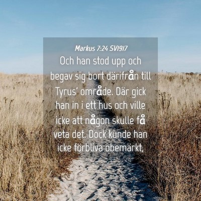 Picture 04 - Markus 7:24 SV1917 - Och han stod upp och begav sig bort därifrån - Bible Verse Picture