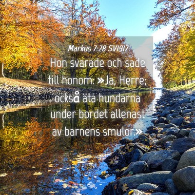 Picture 04 - Markus 7:28 SV1917 - Hon svarade och sade till honom: »Ja, Herre; - Bible Verse Picture