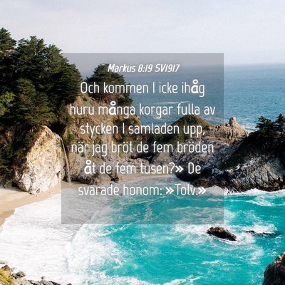 Picture 04 - Markus 8:19 SV1917 - Och kommen I icke ihåg huru många korgar fulla - Bible Verse Picture