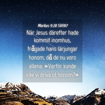 Picture 04 - Markus 9:28 SV1917 - När Jesus därefter hade kommit inomhus, - Bible Verse Picture